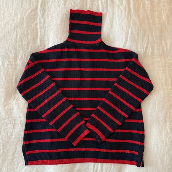 EUC La Ligne Navy and Red Striped Merino Wool Turtleneck Sweater - Size S - Picture 3 of 6